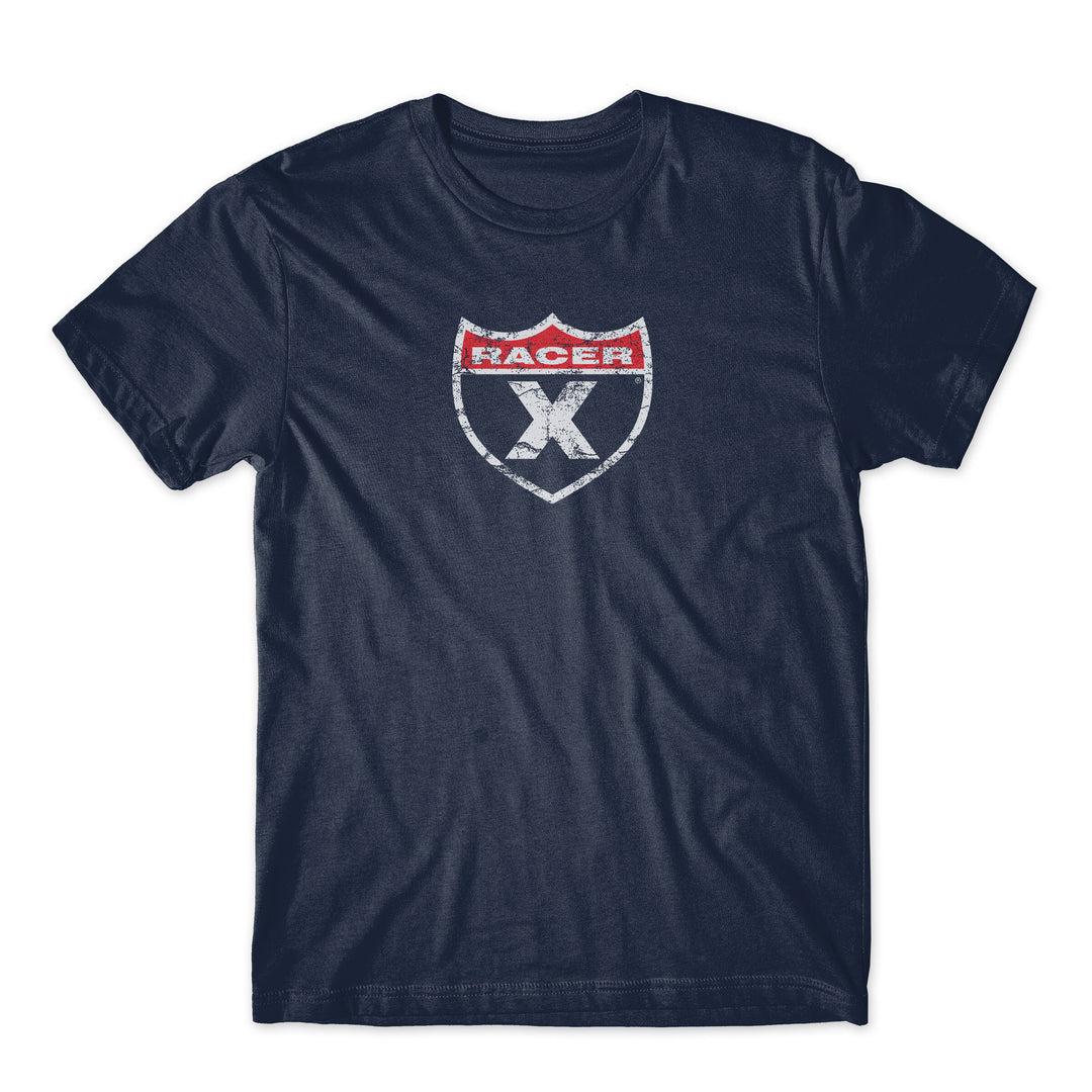 Navy Distressed Shield Tee